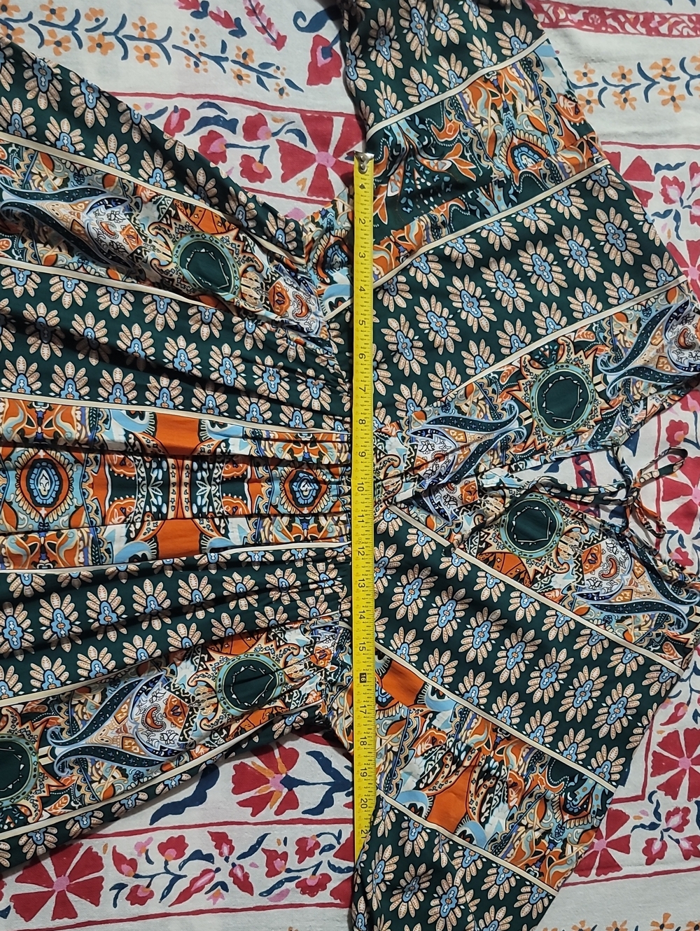 Boho Floral Paisley Tunic Dress in Teal & Coral - Picture 14 of 16